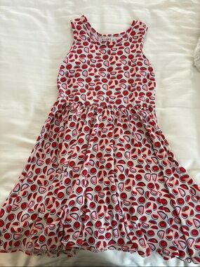 Dot Dot Smile Kids Watermelon Print Tank Dress - White & Red